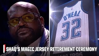 The Orlando Magic retire Shaquille ONeals jersey number 👏  NBA on ESPN [upl. by Angi]