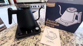 Tisanio Electric Gooseneck Kettle with LCD Display Temperature Control Pour Over Coffee Kettle amp Te [upl. by Oijimer]