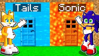 Tails WATER vs Sonic LAVA DOOR Survival Battle in Minecraft [upl. by Zevahc]