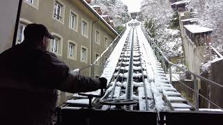 Fribourg Neuveville  StPierre waste water powered funicular April 2 2022 4K [upl. by Anekam674]