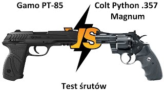 Test śrutów Colt Python 357 Magnum CO2 VS Gamo PT85 strzelectwo wiatrówka airgun bb diabolo [upl. by Enirehtakyram]