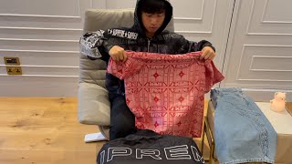 Supreme Week 14 SS24Tray Jacquard ShirtHooded Stadium JacketCollage Zip Up amp Script Denim Short [upl. by Robet955]