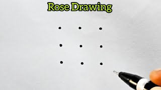 How To Draw A Beautiful Rose Flower From 3×3 Dots  Rose Flower Drawing Picture Simple With Colour [upl. by Edmon]