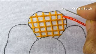 Modern flower hand embroidery design Very easy needle stitching fantastic flower embroidery tutorial [upl. by Annahael]