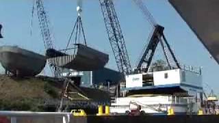 65 ton crane pick with DB Freedom  Midbody Shaver tug quotSommer Squot [upl. by Aliahs637]