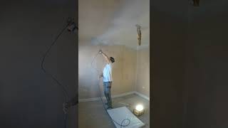 Mist Coating New Plaster Using an Airless Paint Sprayer [upl. by Annaihs899]