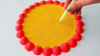 Diwali Easy Simple Rangoli design  इस दिवाली पर बनाये सुन्दर रंगोली  Diwali Rangoli with Trick [upl. by Allemahs895]