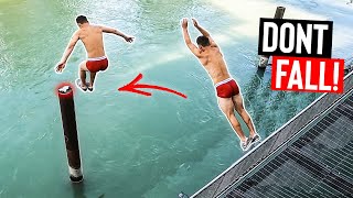 EXTREME SPRÜNGE über DONAUKANAL 💦  BRÜCKENSPRUNG ROPESWING und mehr  Parkour Waterchallenges [upl. by Dahcir]