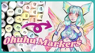 Ohuhu Pastel Markers Unboxing Review Swatch and Drawing Session ✨  ft Ohuhu Markers [upl. by Ientruoc231]