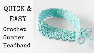 Easy Crochet Summer Headband Pattern  Whispering Lace Cotton Crochet Hair band Tutorial [upl. by Nnyladnarb]