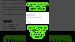 What is Memo or Memorandum Writing in Business Communication shorts memo knowledgetopper [upl. by Marigolde]