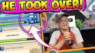 MY SON TAKES OVER and OPENS HIS MEGA LIGHTNING CHEST in CLASH ROYALE [upl. by Perkin]