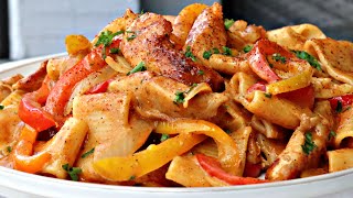 This is the BEST Chicken Fajita Pasta Recipe That Ive ever Made [upl. by Chew]