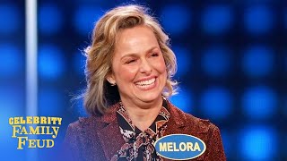 Melora Hardin thinks of her answer a little too late  Celebrity Family Feud [upl. by Melia635]