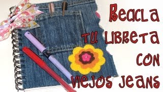 Regreso a Clases DIY Decora tus libretas con viejos jeans Back 2 school [upl. by Yniatirb488]