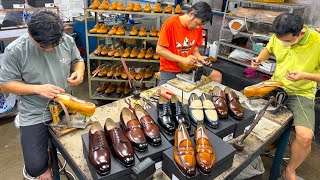 LEATHER SHOES Expert Process of making HIGHEND shoes by VIETNAMESE Skillful workers [upl. by Yuji]