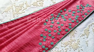 Easy hand embroidery design for sareesilk thread embroidery flower design [upl. by Rasecoiluj]