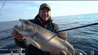 Jigging GIANT Lake Trout  Lake Superior [upl. by Gilbertina]