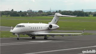 Bombardier Challenger 300 GVCAN  Landing and Powerful Take off  Gloucestershire Airport [upl. by Alin576]