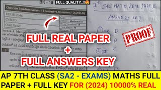 💯💯AP 7th class sa2 Maths Real question paper and answers🔑 real full question paper  Maths [upl. by Eiramaliehs]