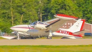 GUSTY Crosswind Arrivals at Oshkosh with Cessna 310 Gear Collapse  EAA AirVenture 2022 [upl. by Elolcin]