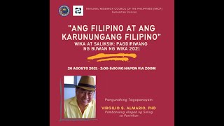 ANG FILIPINO AT ANG KARUNUNGANG FILIPINO ni Virgilio S Almario [upl. by Naara]