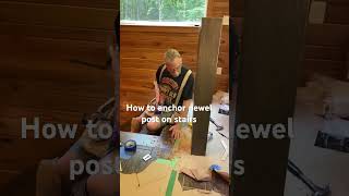 How To Anchor Newel Post On Stair carpenter carpentry woodworking youtube youtubeshorts [upl. by Nafis]