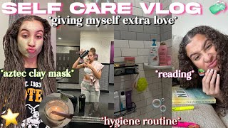 SELF CARE SATURDAY VLOG 🫧 relaxing  waxing hair amp face mask bath skincare reading etc 🛀🏽 [upl. by Pembrook957]