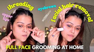 I Dont Go To A Parlour For THREADING  Eyebrow Shaping Upper Lips amp Facial Hair Removal Tutorial [upl. by Vogel905]