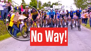 Spectator Causes ENTIRE Peloton To Crash At Tour de France 2021 [upl. by Lamori]