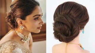 simple low bun hairstyle for saree  hairstyle for ladies [upl. by Ahsinyt822]