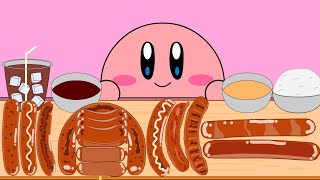 Kirby Animation  Eating Kielbasa Sausage with Buldak Sauce amp Cheese Sauce Sausage Asmr Mukbang [upl. by Egidius]