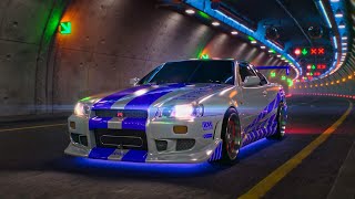 Nissan Skyline GTR R34  Ambient Tunnel Drive  4K Ultra HD 60fps [upl. by Garlen]