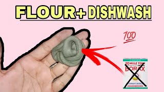 MAKING FLOUR SLIME WITH DISHWASH EASY RECIPE TO MAKE AT HOME 2 Ingredients slime recipe [upl. by Enerol]