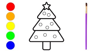 Si te vizatojme pemen e vitit te ri  how to draw and color the christmas tree [upl. by Rutra]