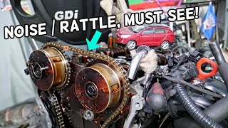 TIMING CHAIN NOISE RATTLE on Hyundai Tucson VVT Gear Rattle Noise [upl. by Rickey15]