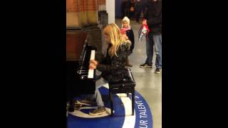 Piano Centraal Station Amsterdam Yara van der Wielen 9 years plays Introspection II R v Otterloo [upl. by Enelyad]