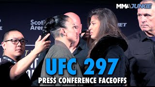 UFC 297 Press Conference Faceoffs Two Title Fights Allen vs Evloev More [upl. by Aremus588]