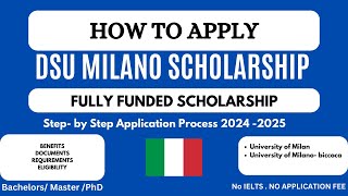 How to Apply DSU Scholarship for Milan University In italy 2024  Complete Guidance  BS Master [upl. by Lorie]