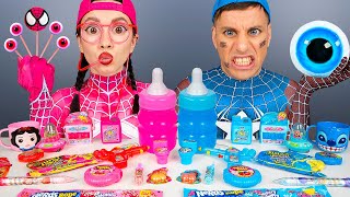 ASMR MUKBANG 홈메이드 갤럭시 허니 젤리 레드 디저트 아이스크림 먹방 amp 레시피 DESSERT Spiderman Jelly Candy by HUBABANG [upl. by Nyraf180]