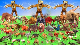 Giant Saber Tooth Tiger VS Woolly Mammoth Animals Prehistoric Mammals Animal Revolt Battle Simulator [upl. by Blain]