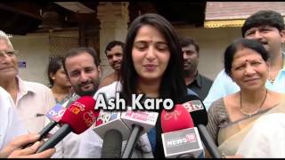 Anushka Shetty Visited Mangalore Temple amp Speaking In Kannada [upl. by Tterej795]