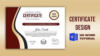 How to make Certificate Design in Microsoft word  MS Word Certificate Design Tutorial [upl. by Eimoan]