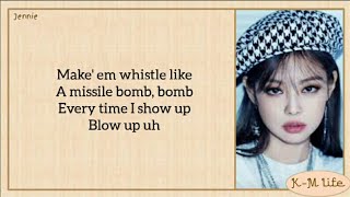 BLACKPINK  Whistle Easy Lyrics [upl. by Hertzog]