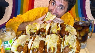 ASMR MUKBANG Cheesy Bratwurst Feast  no talking eating sounds [upl. by Notsecnirp549]