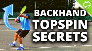 Tennis Backhand Topspin Secrets  How To Hit Heavy Topspin One Handed Backhands [upl. by Sonnnie]