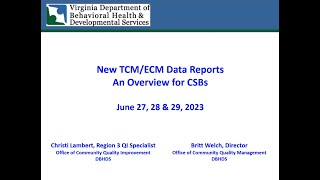 New TCMECM Data Reports An Overview for CSBs [upl. by Tuddor330]