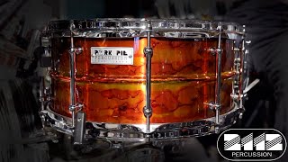 Pork Pie USA Patina Brass quotAlcohol Inkquot Snare Drum 65x14 [upl. by Aneelak]