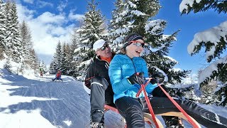 Rodeln in Obertilliach  Rodelbahn Golzentipp Winterurlaub in Osttirol Tirol [upl. by Inavoj]