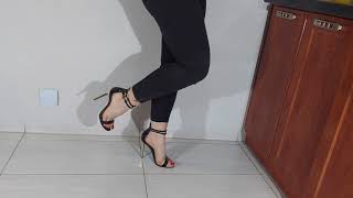 ASMR My black sandals gold high heels relaxing video [upl. by Novrej]